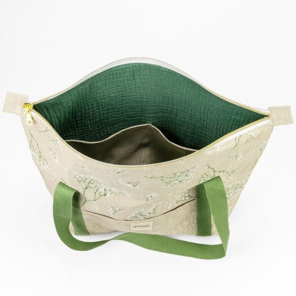 Sac vert motif fleuri