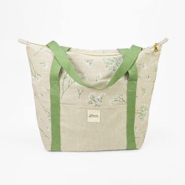 Sac vert motif fleuri