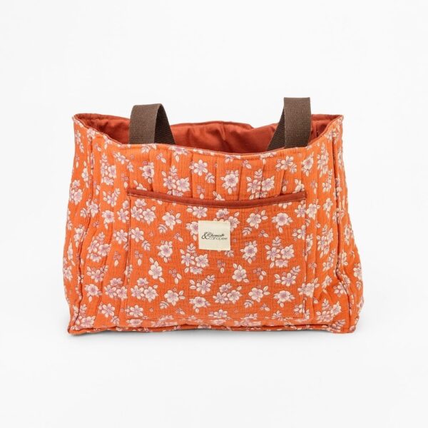 sac rouge motif fleuri