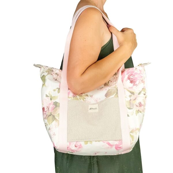 sac cabas rose motif fleuri