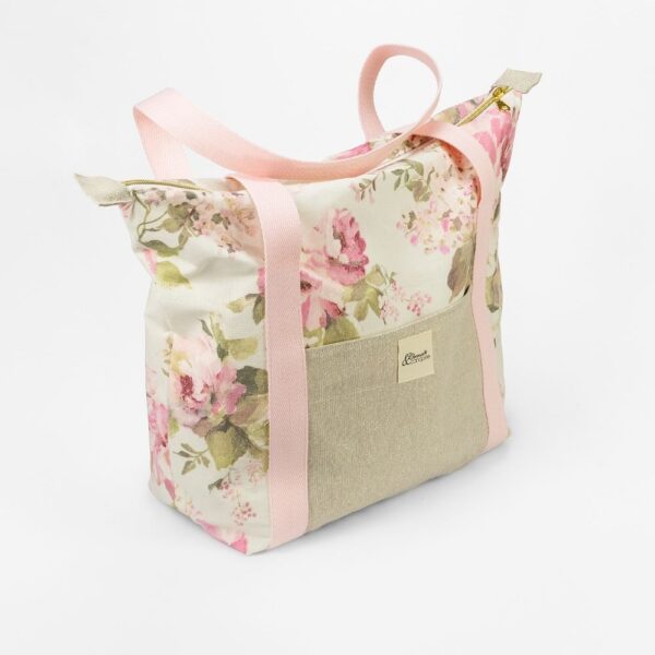 sac cabas rose motif fleuri