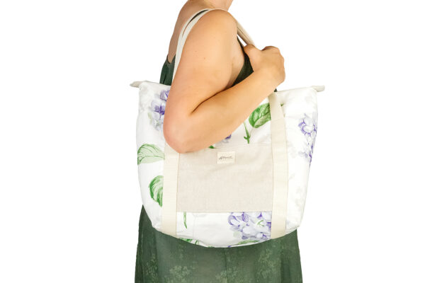Sac cabas hortensia bleu shabby chic – Image 2