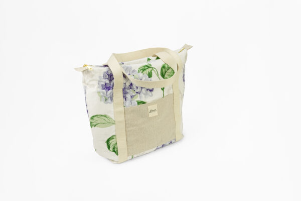 Sac cabas hortensia bleu shabby chic